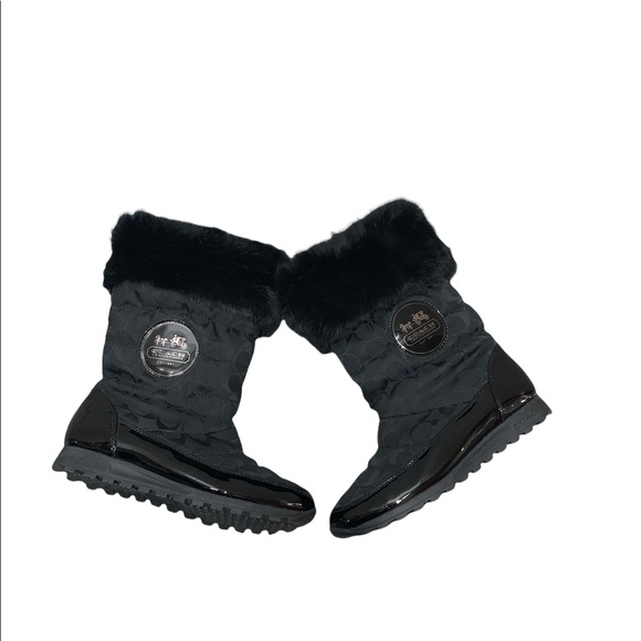 Coach Joyous Monogram faux fur trimmed boots 8B